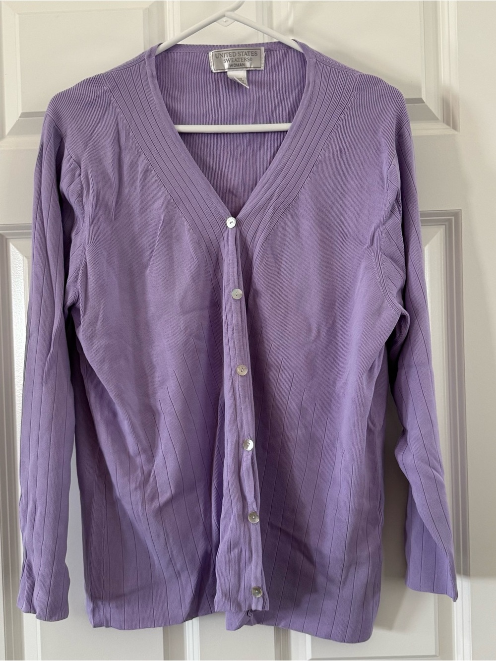 United States Sweaters Lavender V-Neck Button Front Cardigan